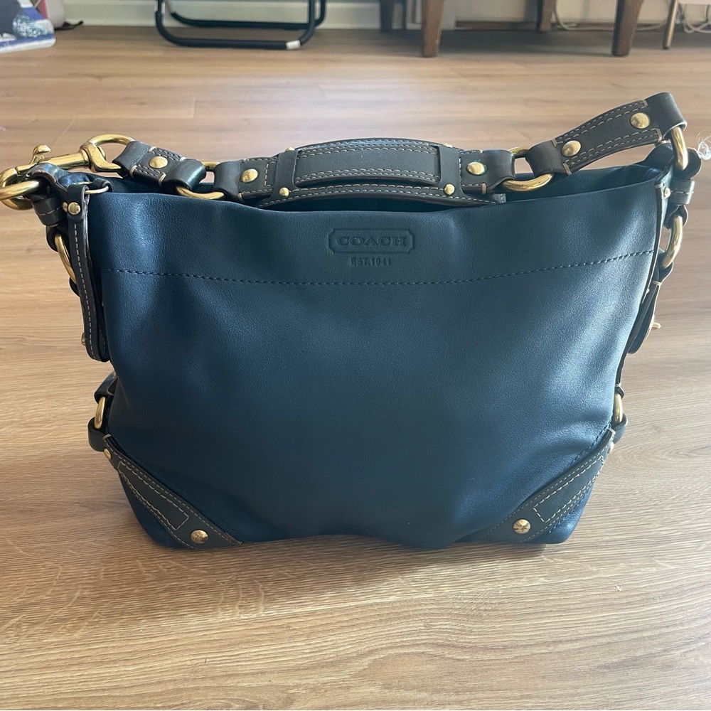 Coach blue leather shoulder bag- vintage